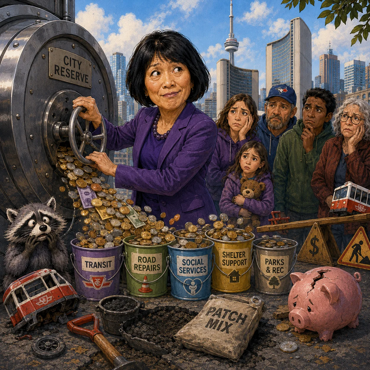 Satirical editorial illustration related to Taxes & finance.