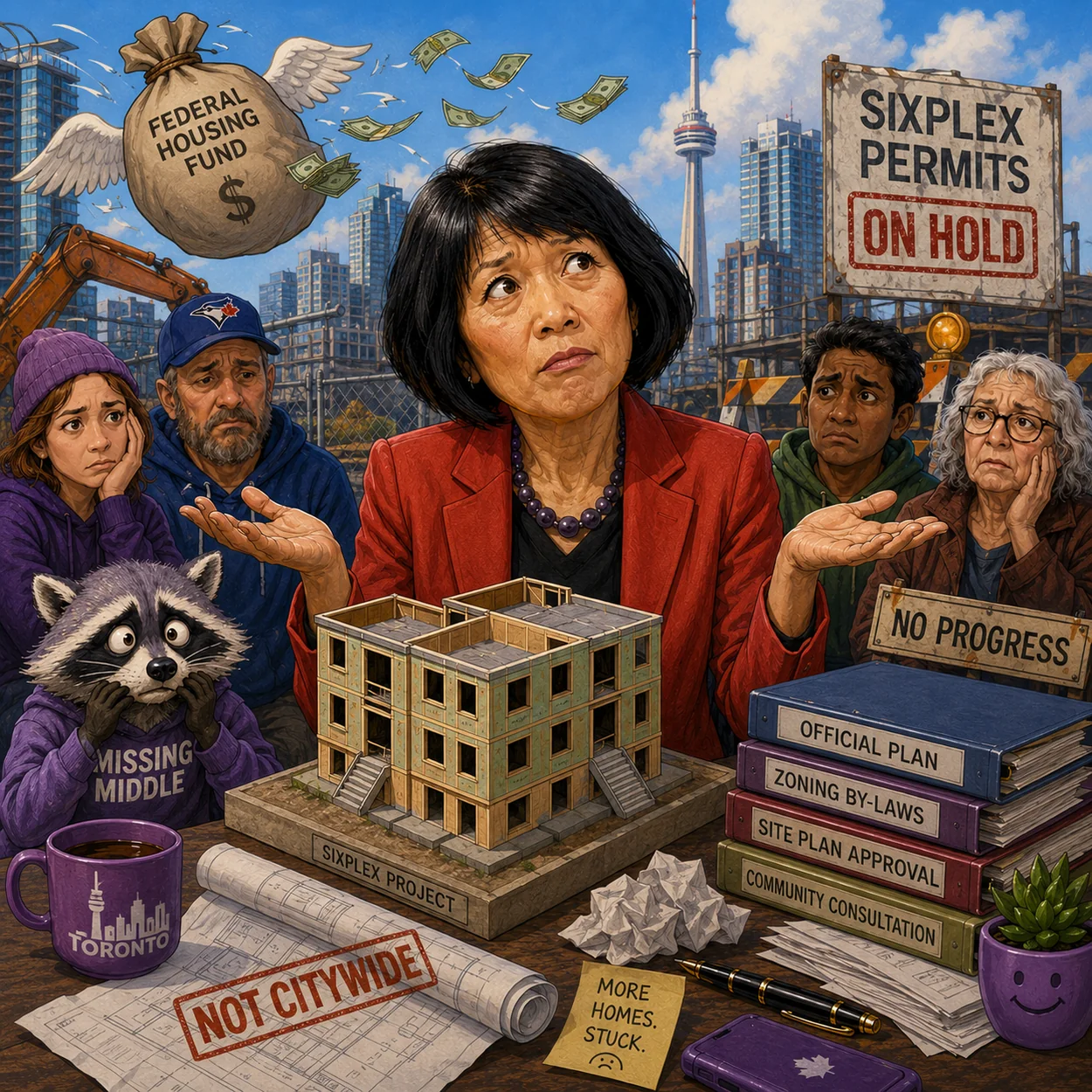 Satirical editorial illustration related to Housing.